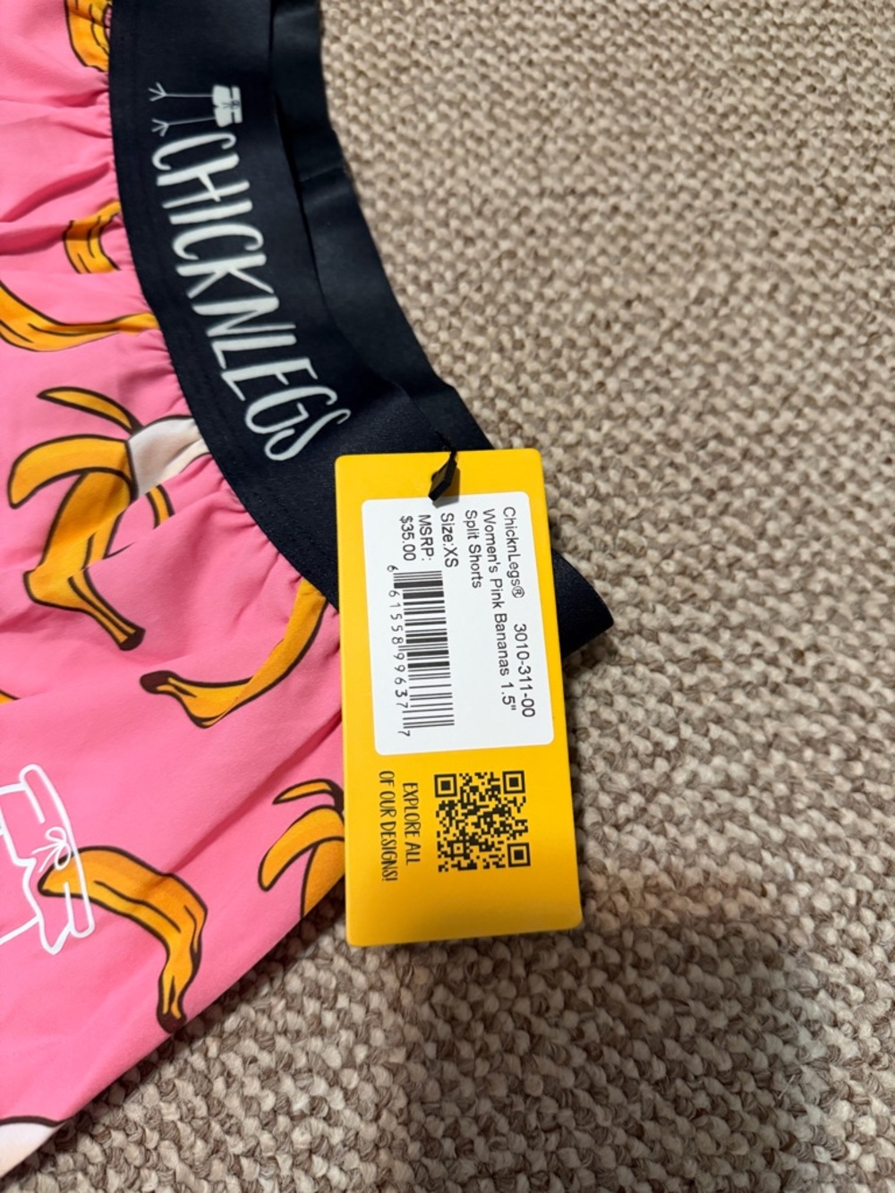 Women’s ChickenLegs Pink Banana Split Running Shorts - Picture 3 of 8